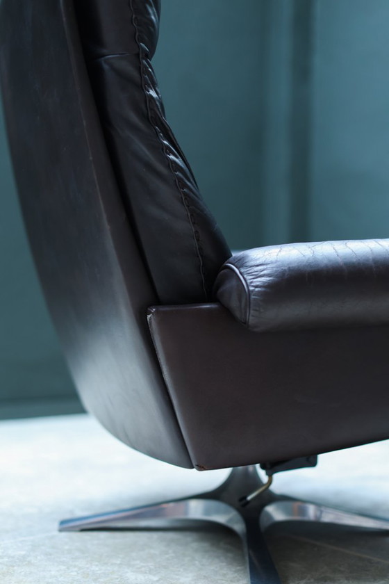 Image 1 of Poltrona vintage De Sede DS-31 | Schienale alto girevole | Pelle marrone | Anni '70