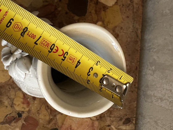 Image 1 of Vintage white ceramic and majolica vase H 21 cm