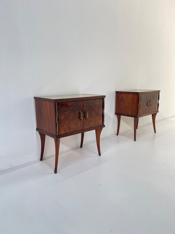 Image 1 of 1950s Italian Mid-Century pair of side cabinets - night stands