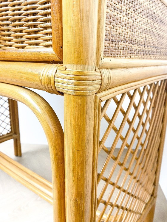 Image 1 of Vintage rattan dressing table with chair and mirror