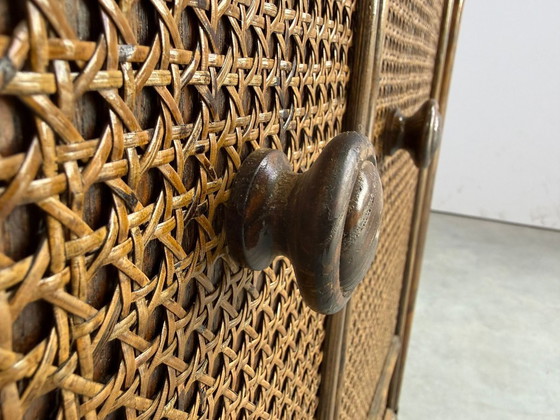 Vintage Rattan And Travertine Sideboard, 1960s – Dressoirs, Wood (photo 10 of 12)
