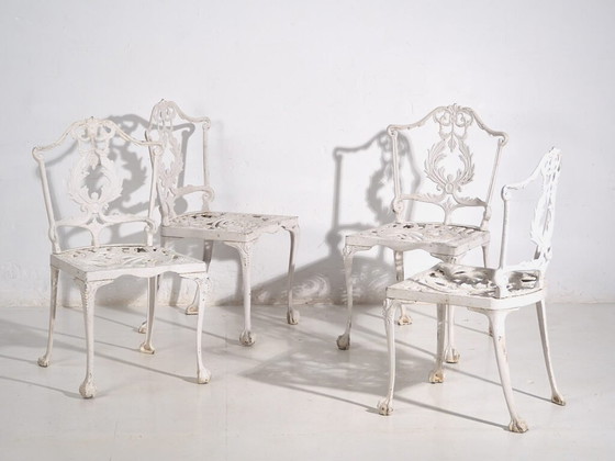 Table et chaises de jardin vintage blanches (c.1950). Ensemble de 5 pièces – Ensembles de jardin, Aluminium (photo 16 of 40)