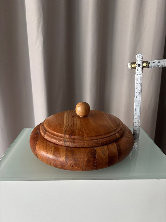 Houten schaal met deksel, bruin, Schalen, Vintage (foto 5 van 10)