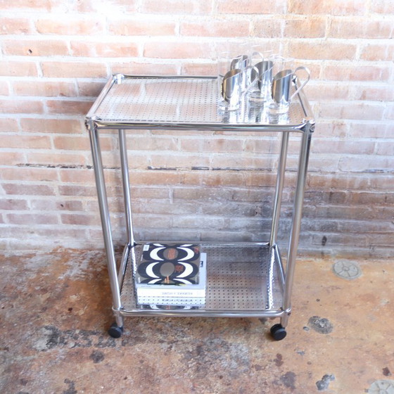 Image 1 of Vintage theewagen trolley Chroom koffiecorner