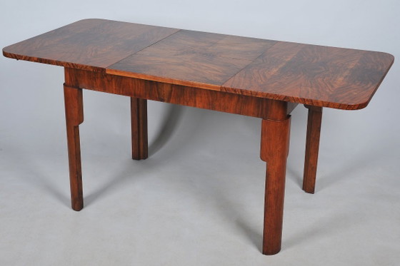 Gerestaureerde uitschuifbare eettafel in art-decostijl, beuken-, sparren- en walnotenhout, Tsjechisch, (photo 14 of 14)