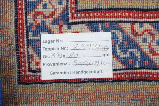 Image 1 of Original Perser Handgeknüfter Sarough Mir Blaue Farbe 310 x 80 cm 
