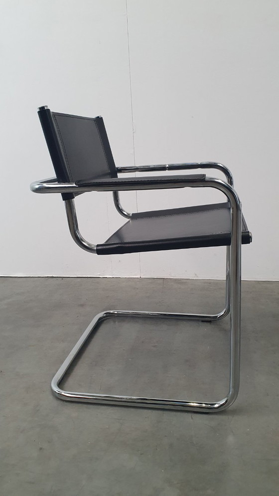 Image 1 of Mart Stam S34 vintage stoelen Fasem Italië 1970s tuigleer bauhaus