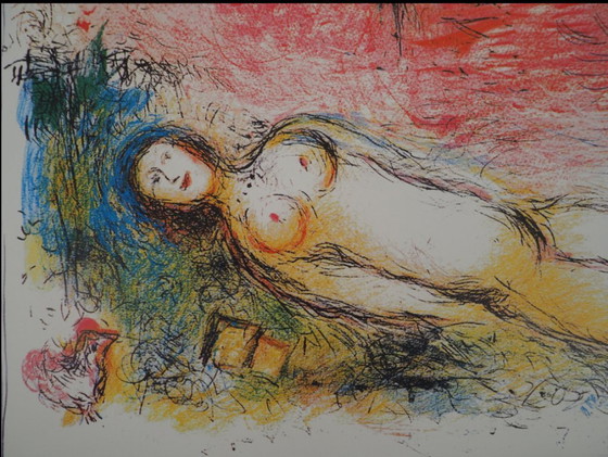 A poetic masterpiece, dreamlike original litograph of Marc Chagall 1981. – Lithographs & prints, Canvas (photo 4 of 9)