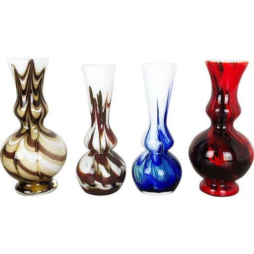 Ensemble de 4 vases vintage multicolores Pop Art, Italie 1970
