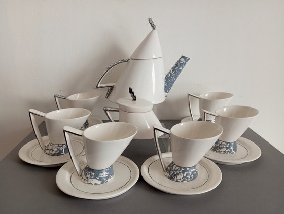 Olga Benedek /Hongaarse DeForma! Groep/ - Memphis Milano/Postmodern "Platina" Luxe Theeservies 1986 (photo 14 of 15)