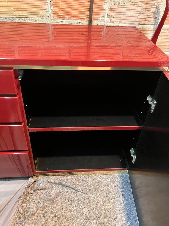 Vintage Bordeaux Lacquered and Brass Sideboard by Eric Maville – Wood (photo 3 of 5)