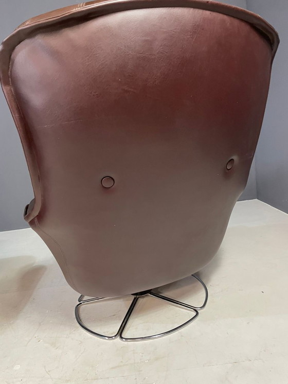 Image 1 of Paar leren draaifauteuils van PEEM, Finland, 1970