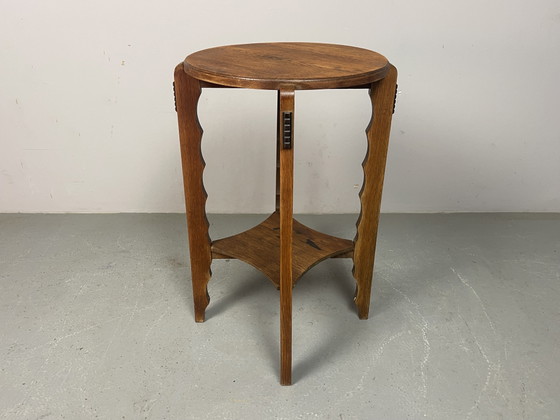 Art Deco eikenhouten decoratieve bijzettafel/plantenstandaard, jaren 1930. Ref.: CT1004 – Wood (photo 14 of 15)