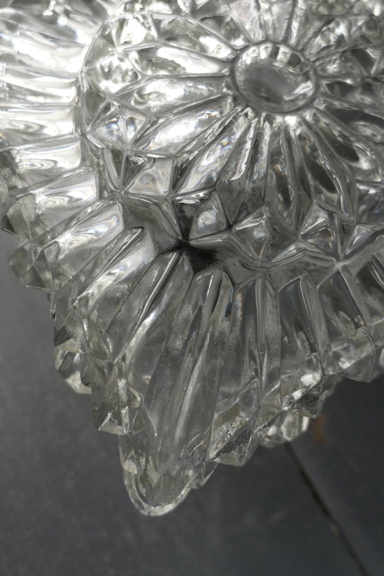 Vintage Glass Ceiling light / Wall lamp pressed glass flower – Metal (photo 10 of 13)