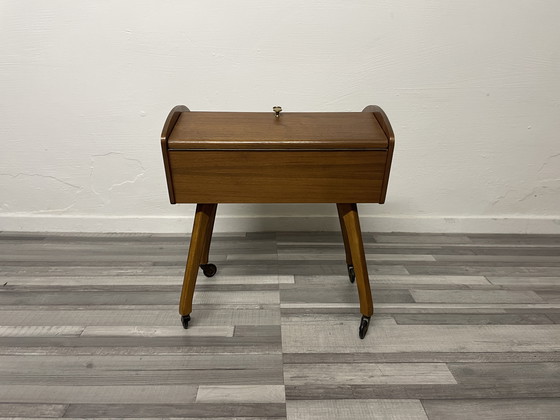 Image 1 of Vintage teak Danish sewing trolley