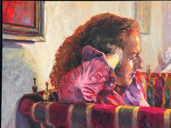 Image 1 of Pittura ad olio originale su tavola dal titolo "Riflesso".