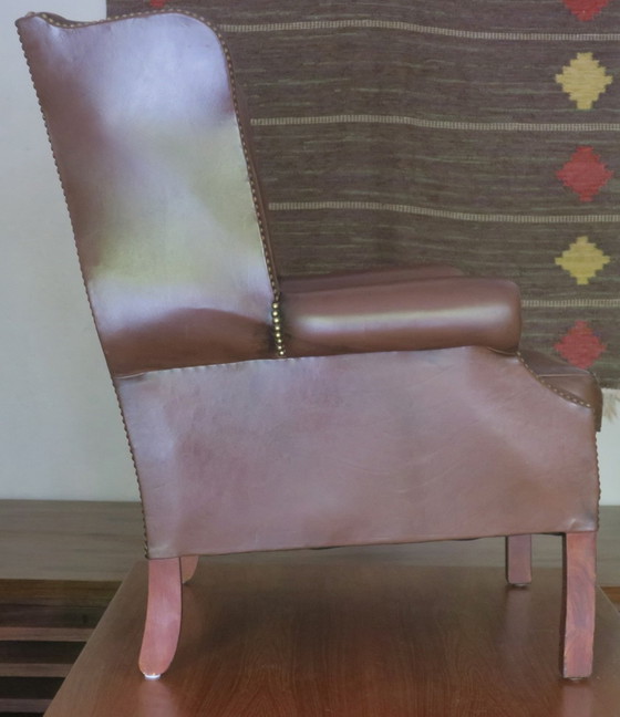 Image 1 of Vintage Wingback Club Chair in leer, 1970