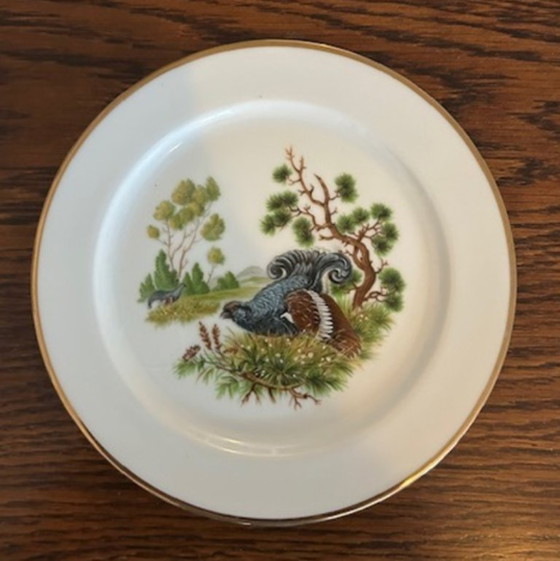 Image 1 of 6 assiettes à thème de chasse Crown Staffordshire