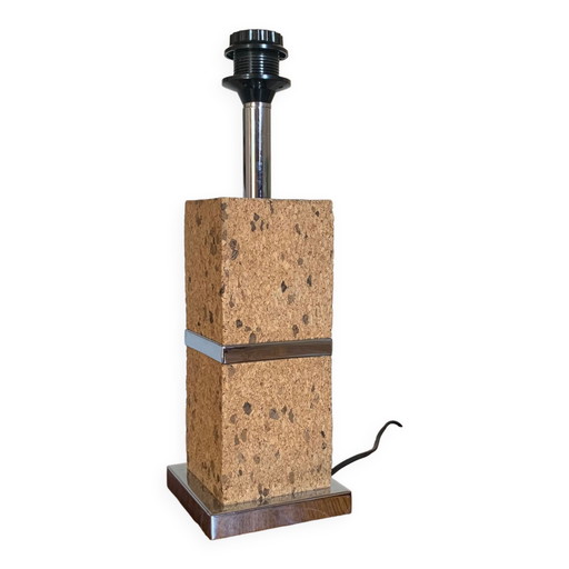 Vintage table lamp chrome and cork seventies