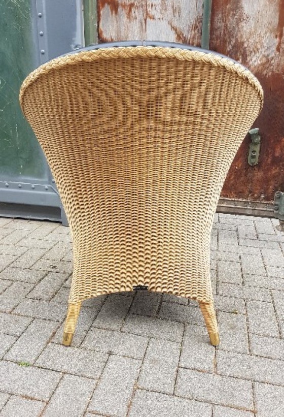 Image 1 of 1x poltrona LlOYD LOOM Ambienz Club in pelle marrone scuro + rattan