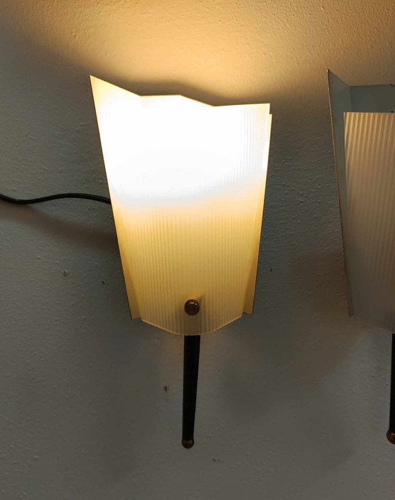 Image 1 of 2X Wall Lights 1960 Jacques Biny In Perpex