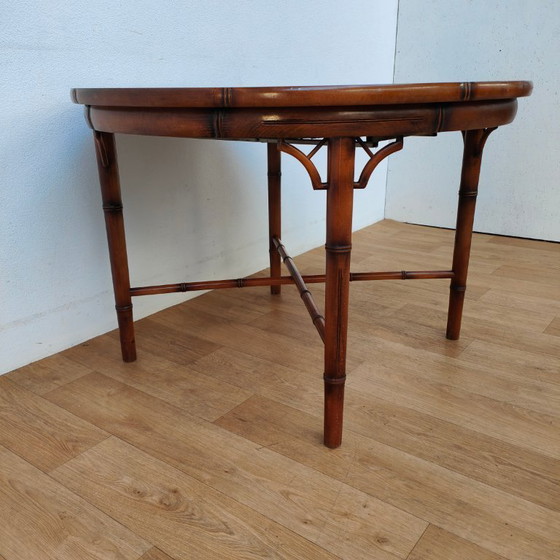 Image 1 of Vintage round faux bamboo dining table extendable dining table