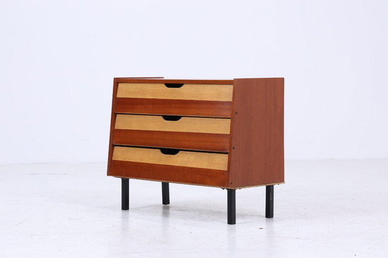 Image 1 of Vintage shoe cabinet from the 1960s | Mid-century cabinet, retro shoe cabinet, hallway, wooden storage #04-23