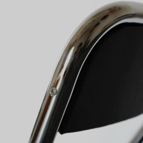 Image 1 of Set di 4 sedie da pranzo vintage cromate, in acciaio cromato e similpelle, Italia, 1970