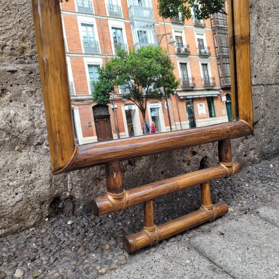 Image 1 of Koloniale spiegel met bamboe frame, 1900 - Frankrijk