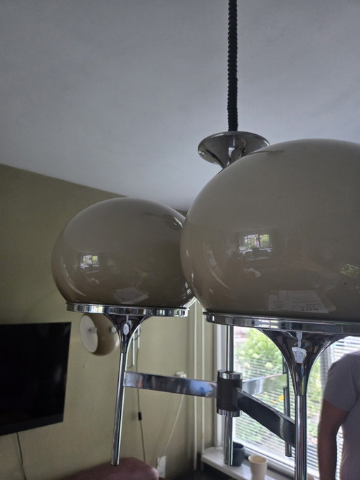 Dijkstra Mushroom Lampen: 3 Booglampen & Hanglamp Jaren 70 – Dijkstra Lampen, wandlampen, Metal
