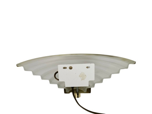 Lampada da parete vintage - stile Hollywood Regency - vetro pressato - anni '80