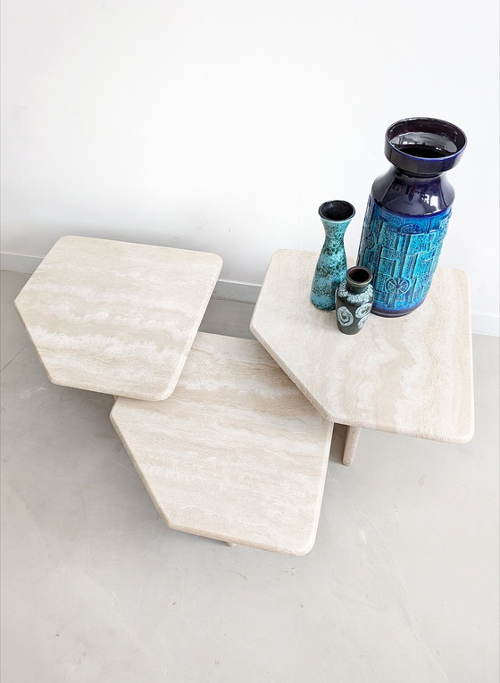 Image 1 of Vintage Travertine Nesting Tables