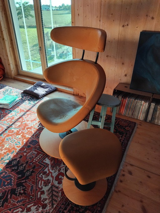 Variér design swivel chair + ottoman to be upholstered
