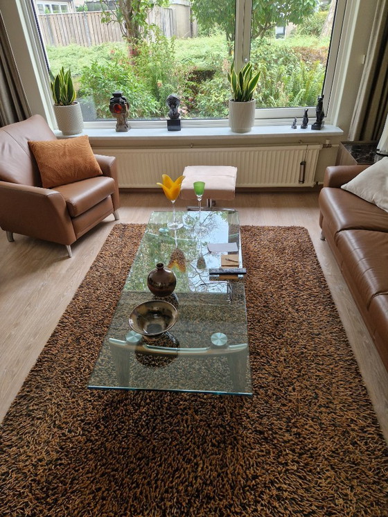 Image 1 of Leolux glass design tables in good condition. Chairs have been reupholstered in early 2024.