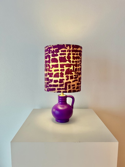 Expressive table lamp in trendy Plum Noir color made from a vintage WGP design vase