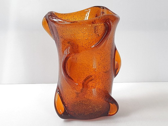 Image 1 of PRÄCHTIGE JAHRGANG 1960 MURANO ORANGE PATE DE VERRE VASE