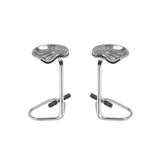 Image 1 of Pair of vintage chrome tractor stools by Rodney Kinsman for Bieffeplast 1970