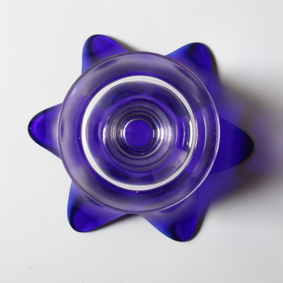 Image 1 of Cobalt Blue Vintage Glass Vase / Mid-century Tulip Flower Vase / Studio Nova / Portugal / 1980s