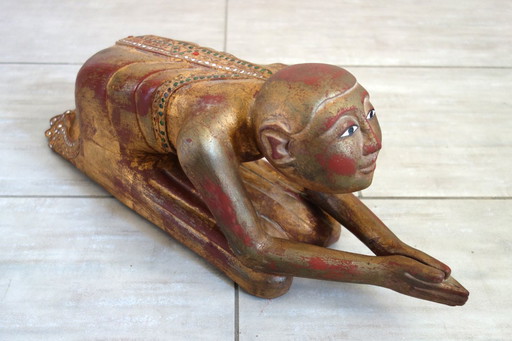 Statue of a Burmese Buddhist monk in prayer, 19th century