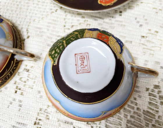 Image 1 of Vintage Satsuma - Hand-painted fine porcelain coffee set for 10 people