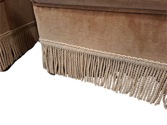 Image 1 of Set salotto in ciniglia degli anni ’70 con frangia decorativa