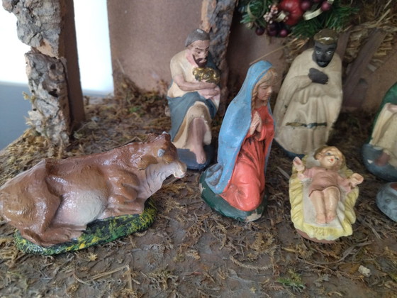 Grand crèche de Noël vintage, Objets déco, Bois, Autre, Marron (photo 5 sur 9)