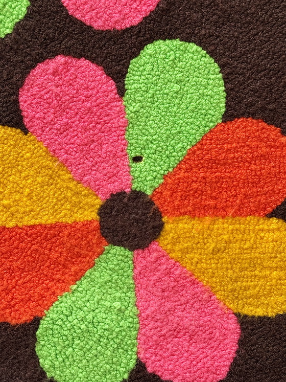 Image 1 of Arazzo da parete vintage anni '70 firmato Luis Montiel – Design floreale flower power anni '70