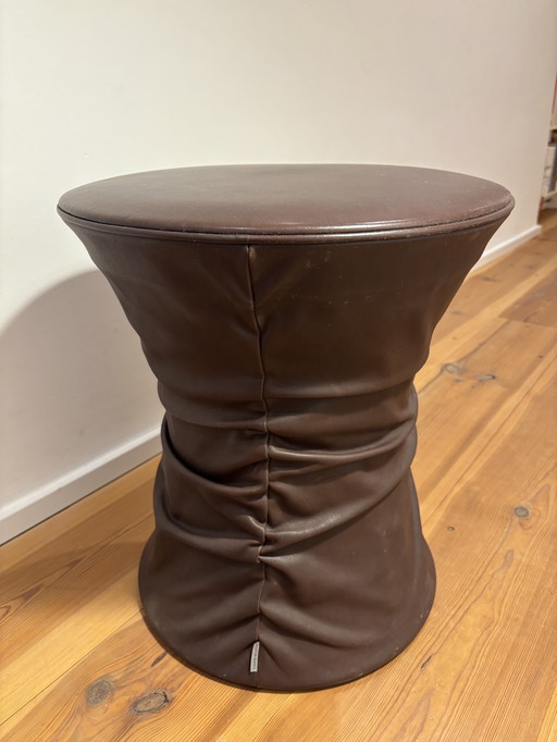 Walter Knoll Bellows stool – Coconut Brown leather, very good condition