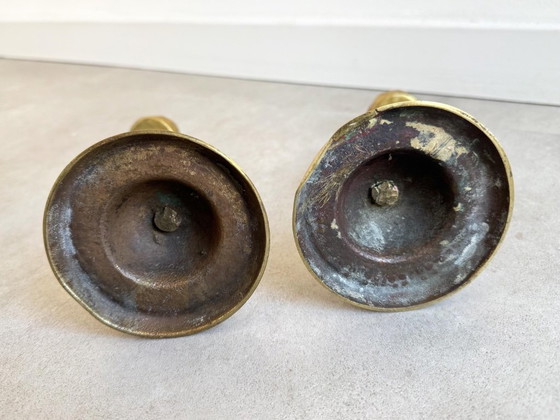 2x Vintage Messing Kandelaars - Ridders – Kandelaars en kaarsen, Brass (photo 6 of 7)