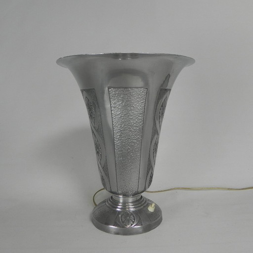 Art-Deco-Tischleuchte aus Aluminium, Stehleuchte, 1930er Jahre