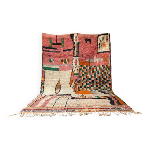 Tapis berbère en pure laine, fait main, 250x150 cm, fabriqué au Maroc.