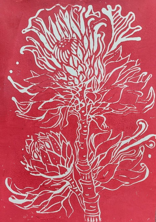 Protea Linocut Print