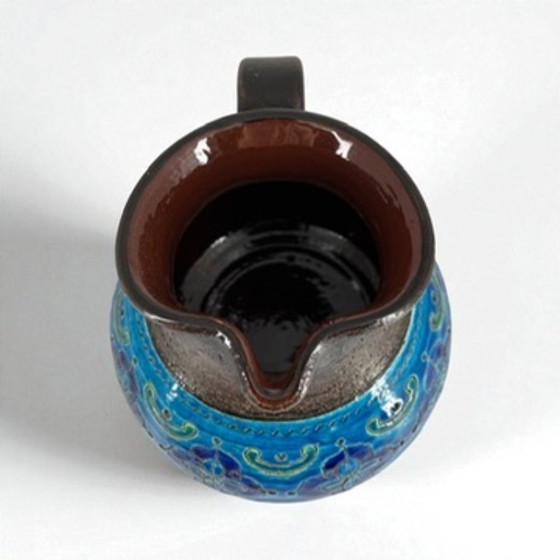 Image 1 of Bitossi Aldo Londi Rimini Blu Jarra - Mid Century Modern Italian Ceramic Pitcher