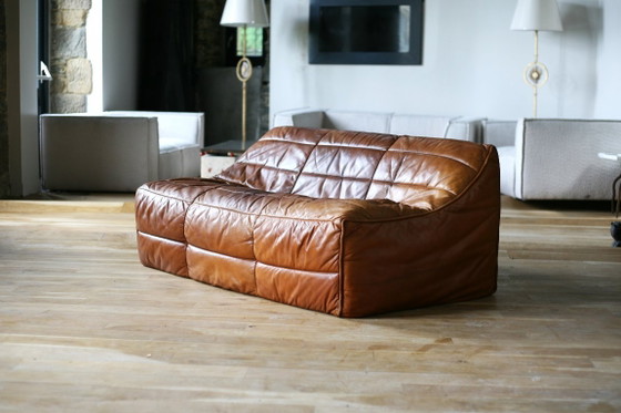 Canapé Ligne Roset, van Michel Ducaroy, model Anais, 1981 – 2 zitsbanken, Leer (photo 3 of 31)